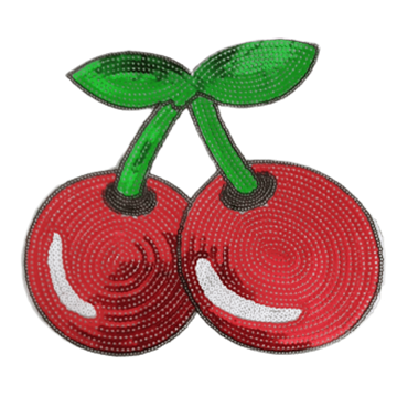 Strygemærker kirsebær 22x20 cm pailetter